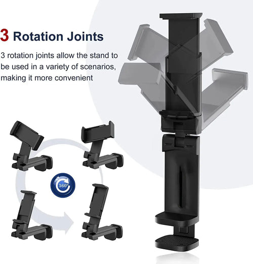Svart - Hopfällbara mobilstativ är perfekt för UGC, flygresor, tågresor, bil och skrivbord, 360° Roterbart & Handsfree