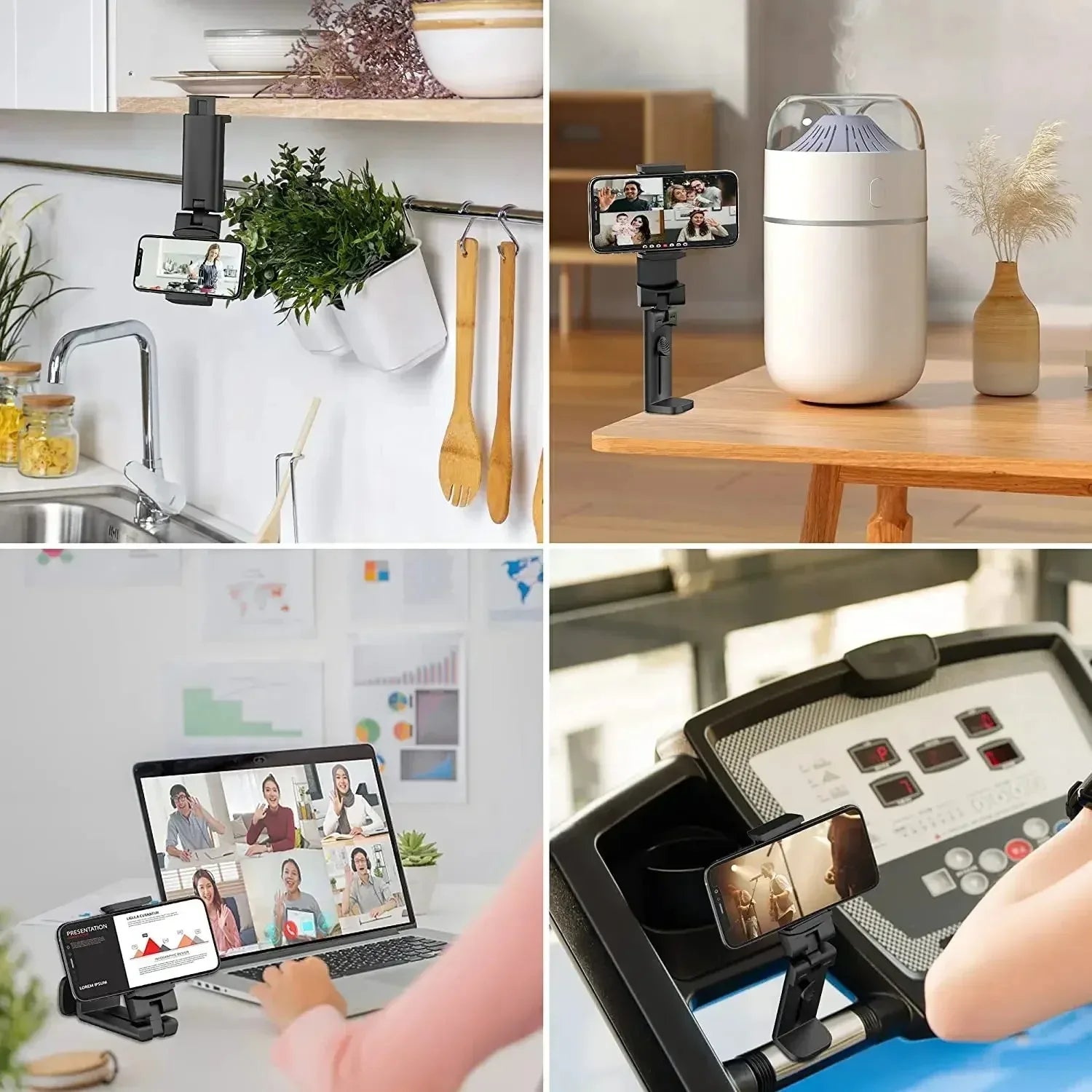 Grön/ Rosa - Hopfällbara mobilstativ är perfekt för UGC, flygresor, tågresor, bil och skrivbord, 360° Roterbart & Handsfree